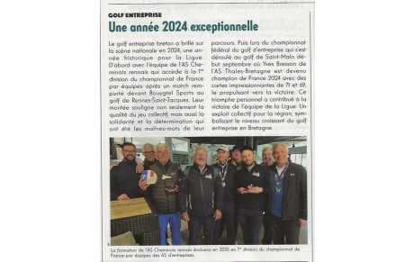 Article de GOLF MAGAZINE sur la montée en 1 ere Division de l’ASCB